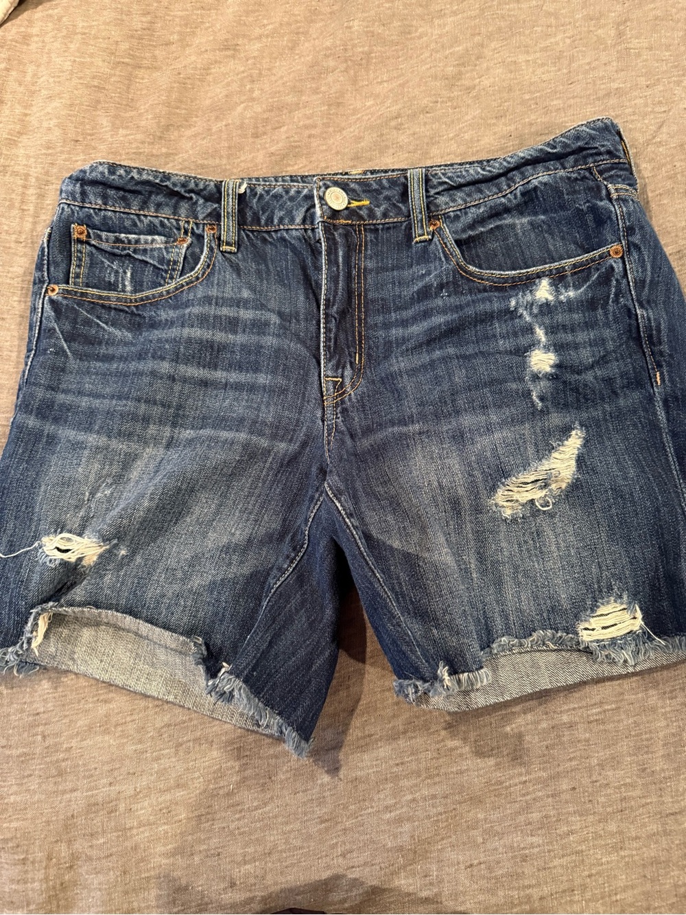 American Eagle Outfitters Distressed Dark Blue Denim Shorts